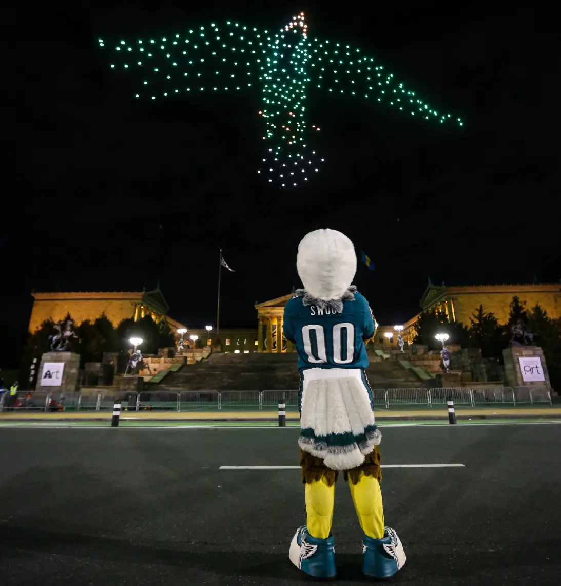 Verge Aero drones making Eagle over the Philadelphia Art Museum