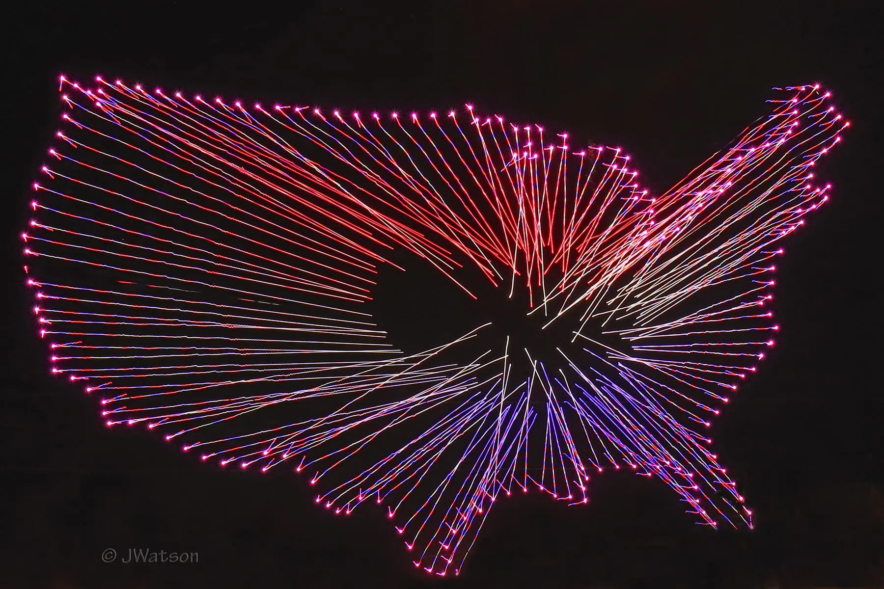 Precision Drones presented an America250-themed drone and fireworks show at Western WinterBlast 2026 in Lake Havasu City, AZ